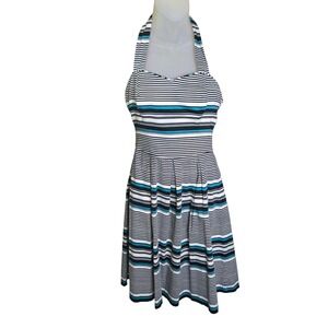 White House Black‎ Market Womens Striped Halter Dress Sz 2 Nautical Cotton Blend